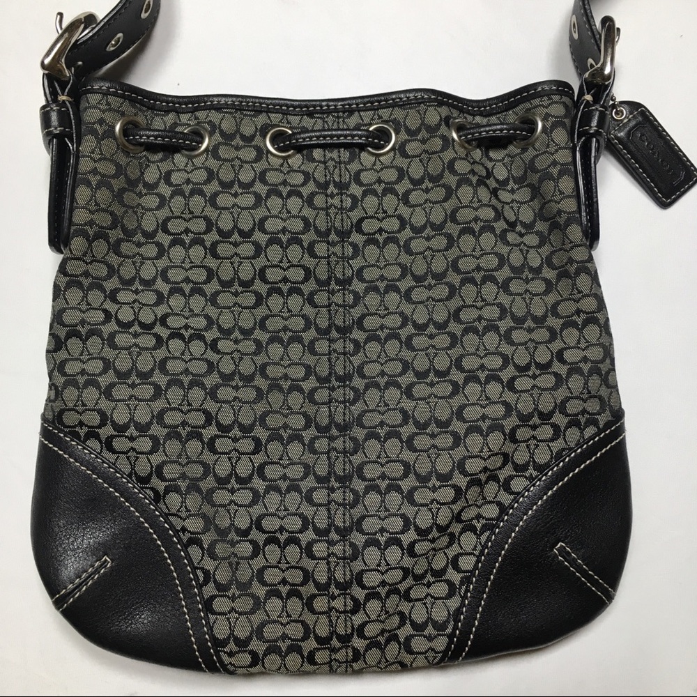 Coach gray & black cross body purse